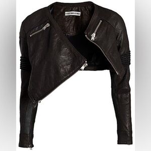 V Ave Shoe Repair Black Cropped Leather Jacket